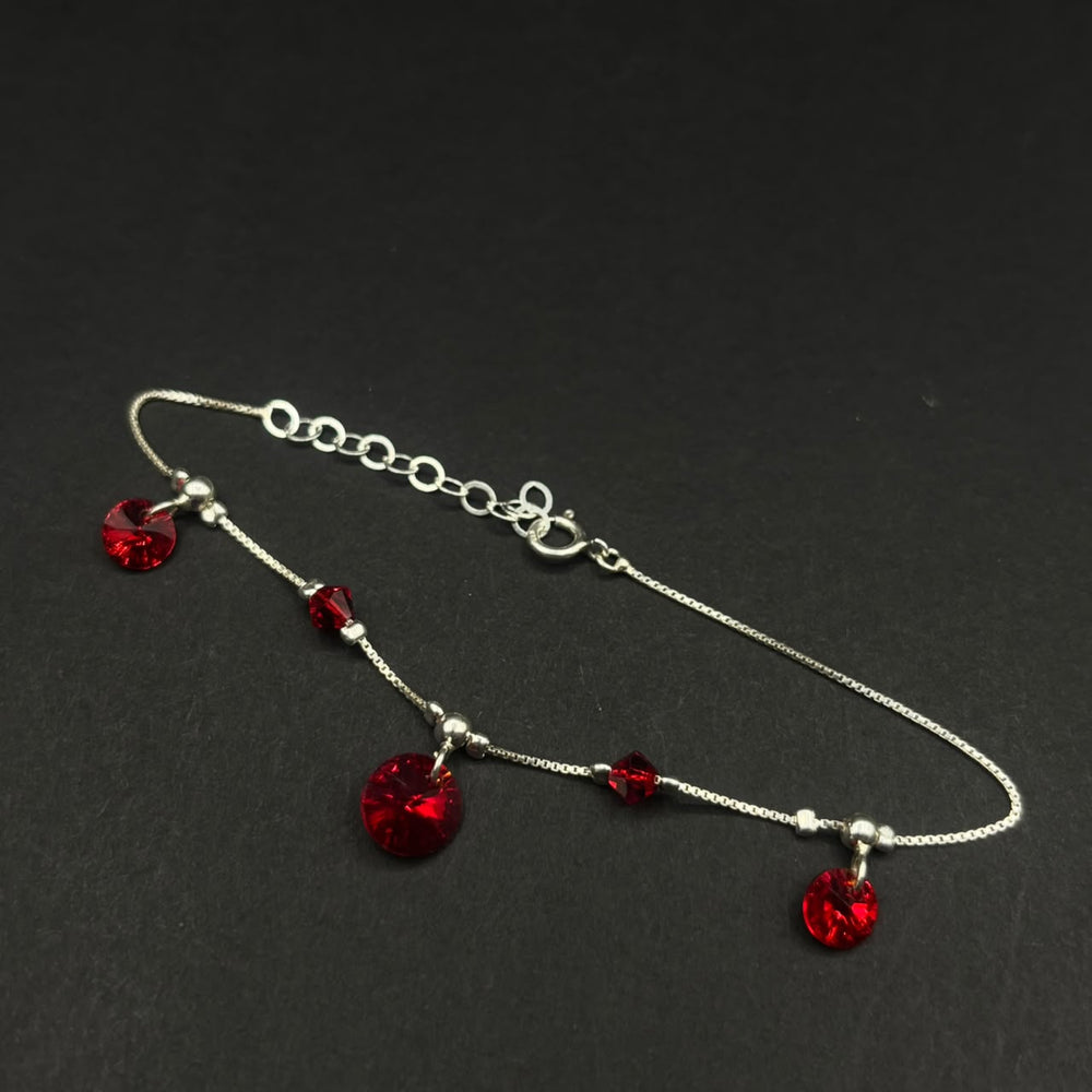 Pulsera Gotas Carmesí · Plata 925