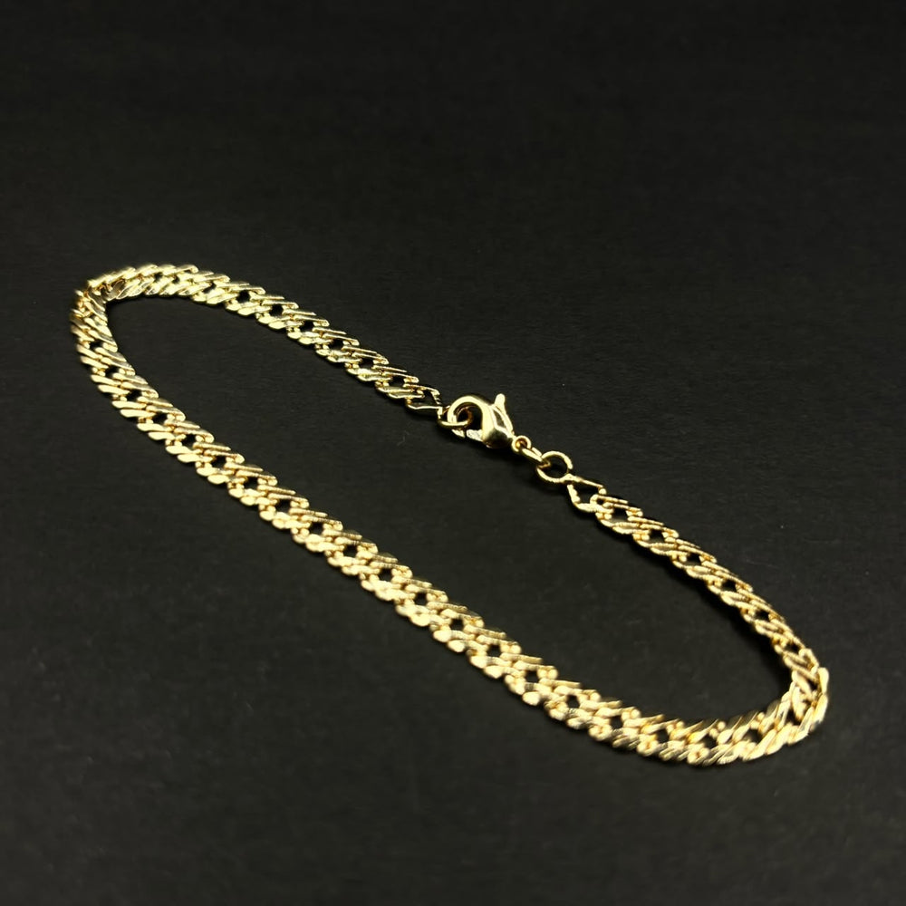 Pulsera Habana Doble · Oro laminado, 19 cm