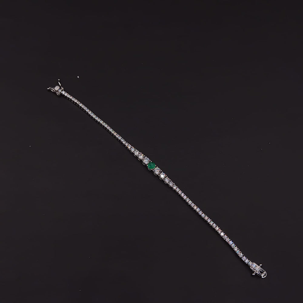 Pulsera Tenis Esmeralda Real · Plata rodinada con esmeraldas