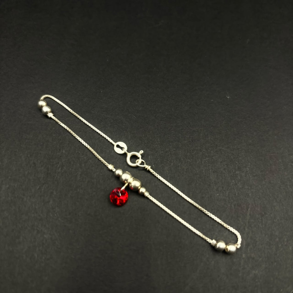 Pulsera Corazón Carmín · Plata 925