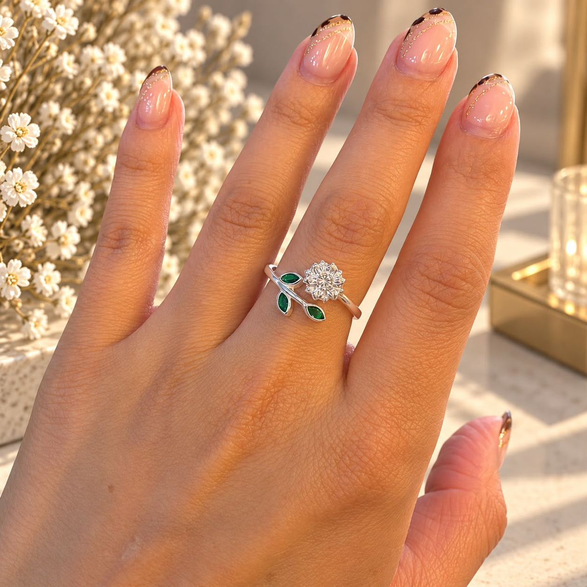 Anillo Jardín Verde · Plata 925