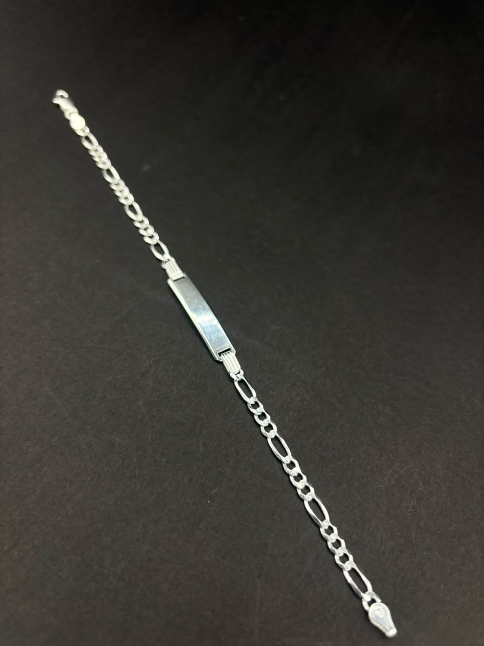 Esclava Fígaro con Placa · Plata 925, 19 cm · 3,7 mm
