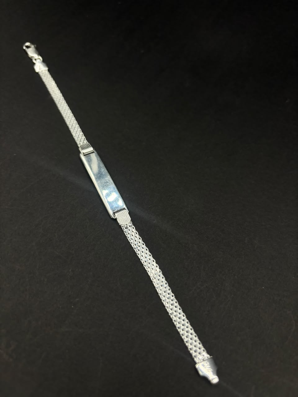 Esclava Seda con Placa · Plata 925, 20 cm · 5,8 mm