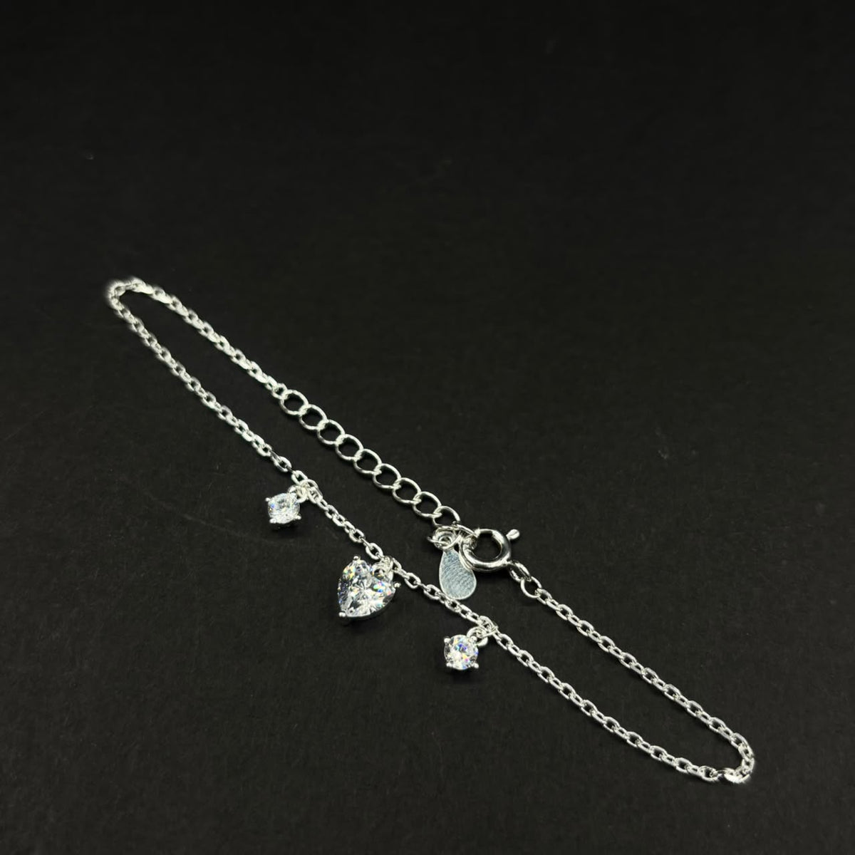 Pulsera Corazón Brillante · Plata 925 con circones