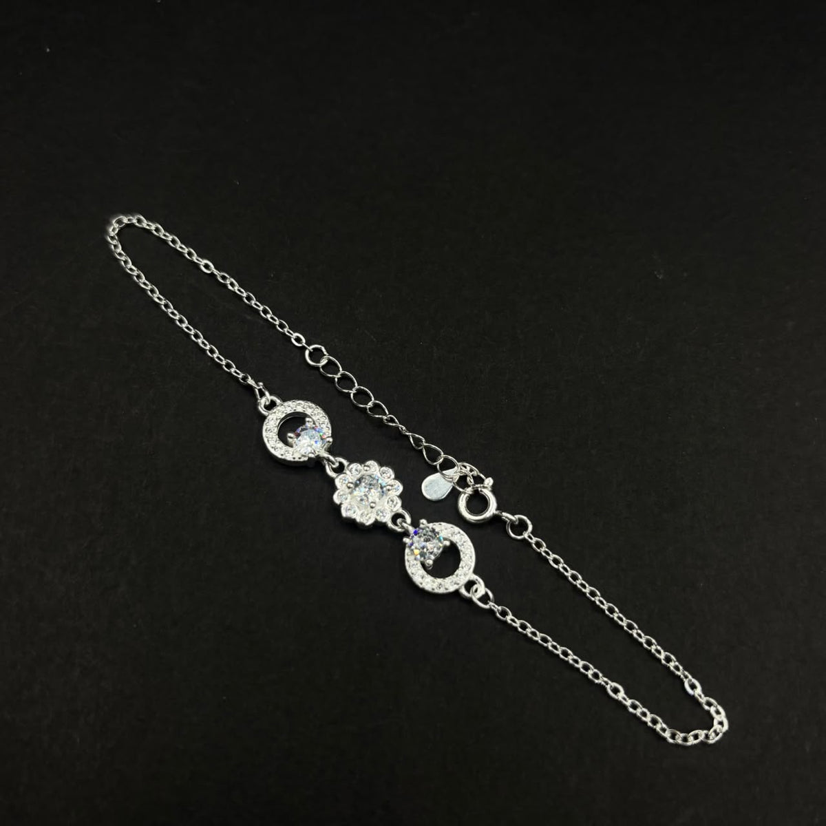 Pulsera Flor y Aros · Plata 925
