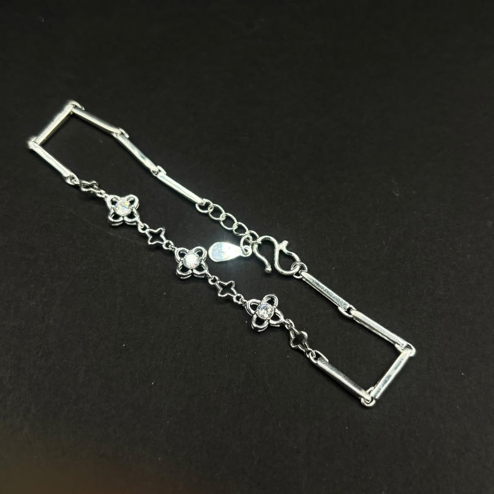 Pulsera Tres Flores Barra · Plata 925