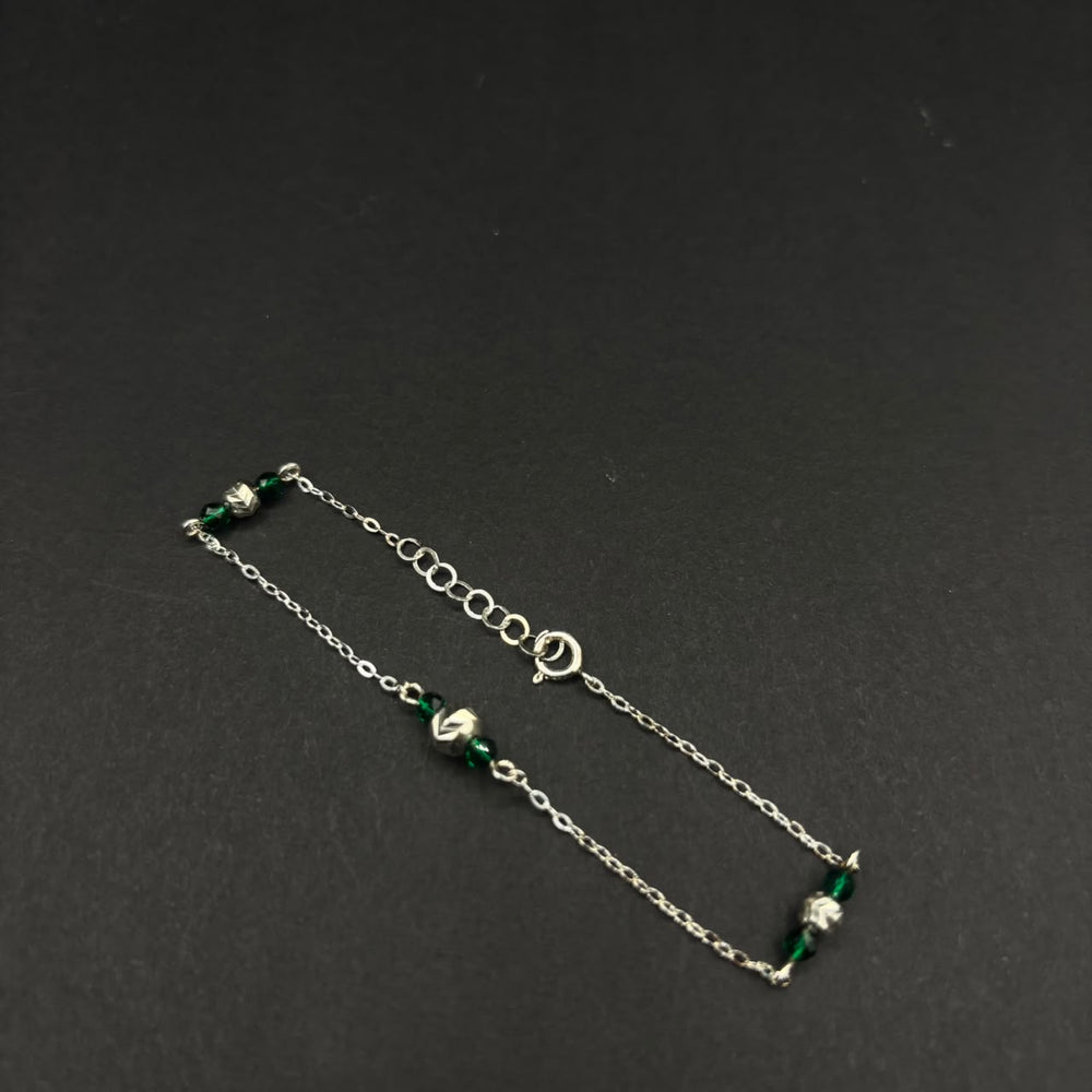 Pulsera Hojas Verdes · Plata 925