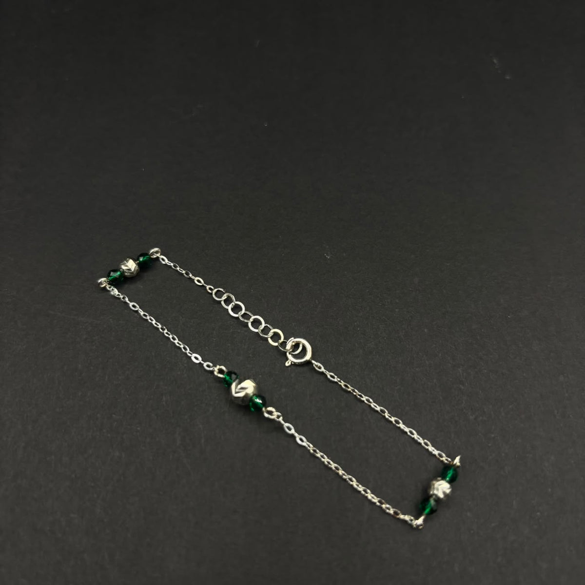 Pulsera Hojas Verdes · Plata 925