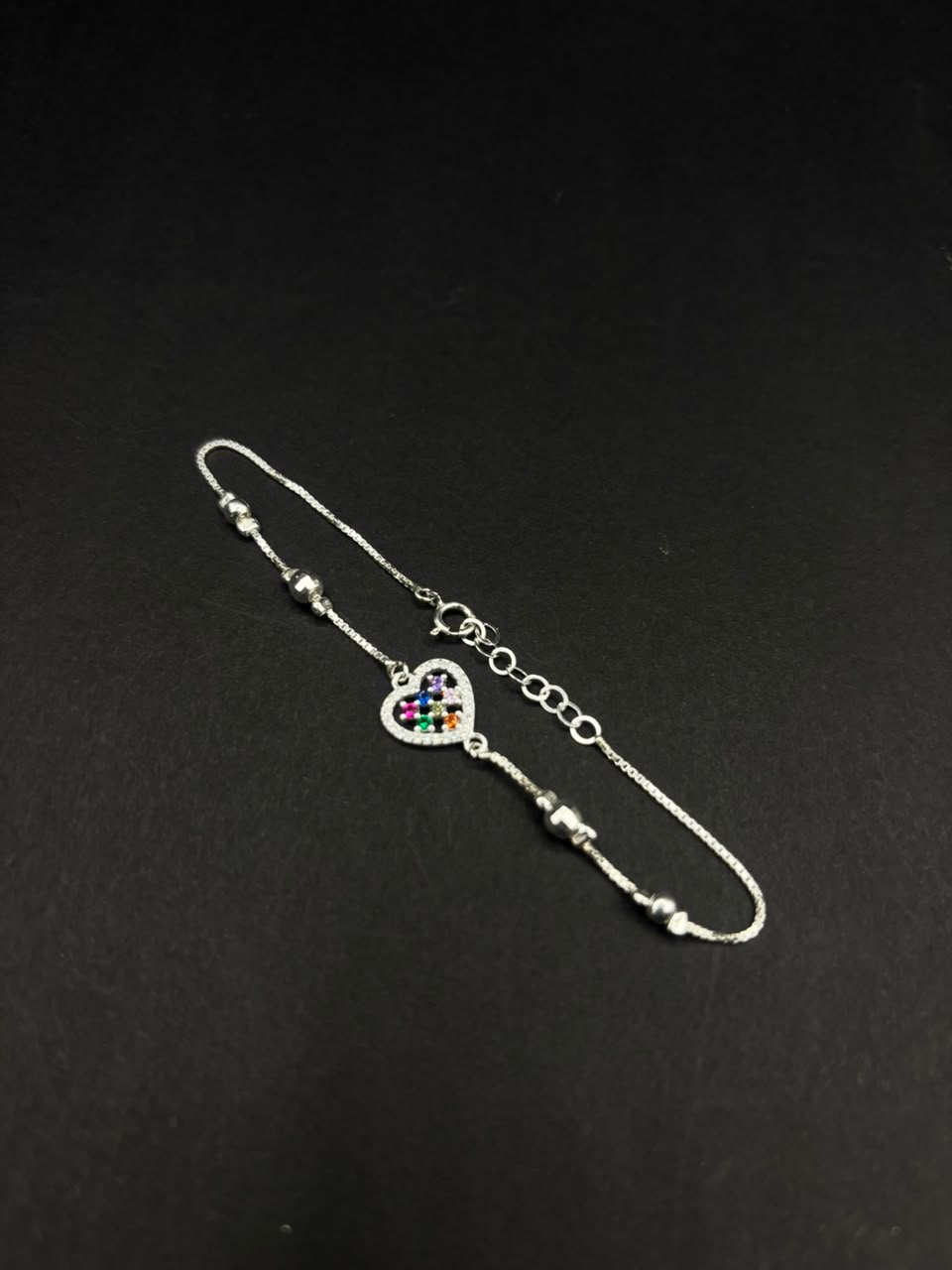 Pulsera Corazón Arcoíris · Plata 925