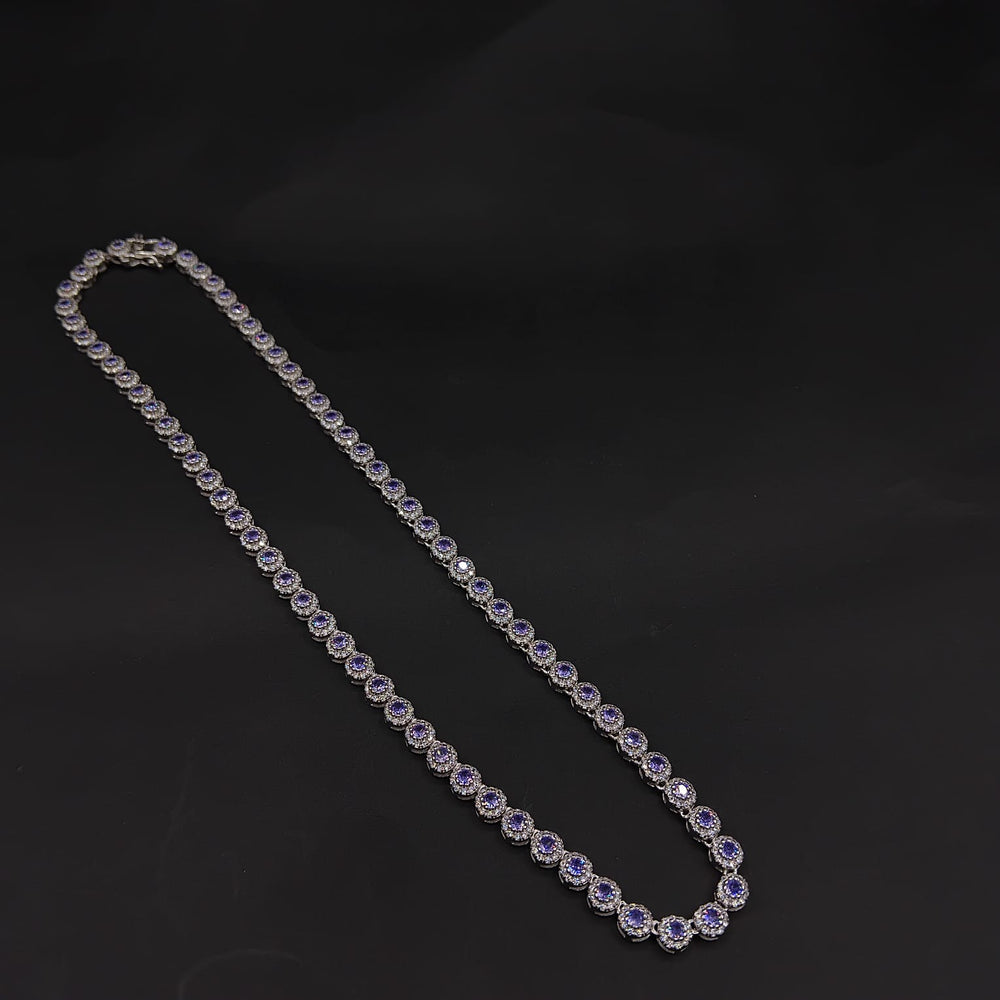 Collar Riviera Azul · Plata rodinada con piedrería azul y blanca