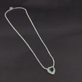 Collar Corazón Verde · Plata rodinada, 50 cm