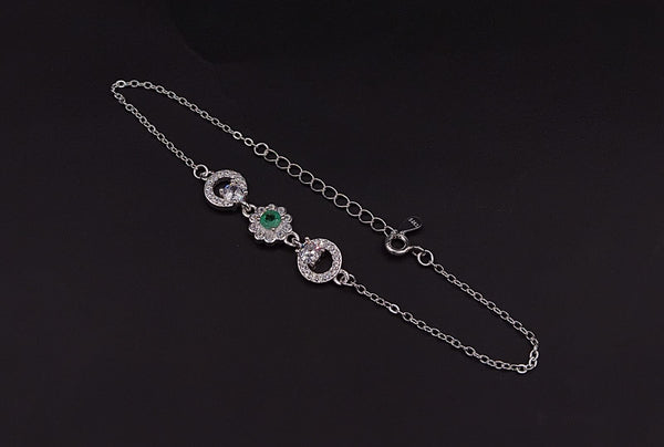 Pulsera Esmeralda Halo · Plata con esmeralda natural