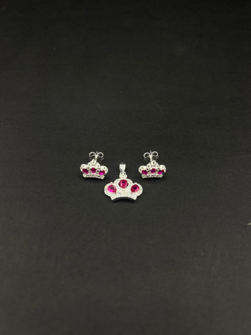 Set Corona Rosa · Plata 925, topos y dije