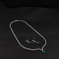 Set Gota Verde · Plata rodinada, collar y aretes