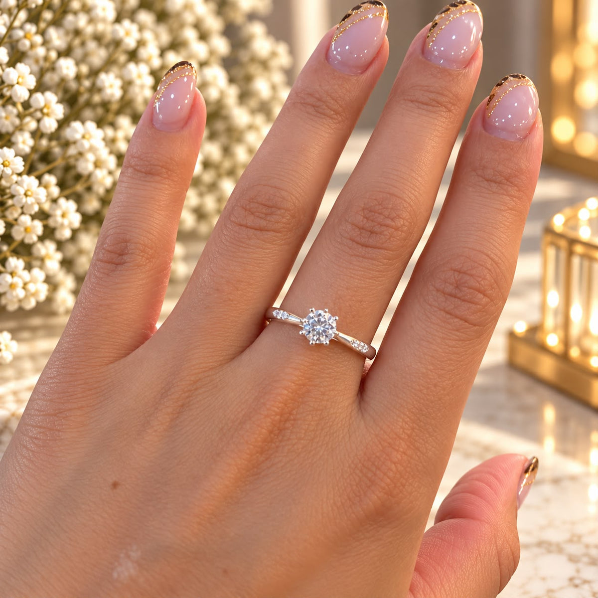 Anillo Solitario Brillante · Plata 925