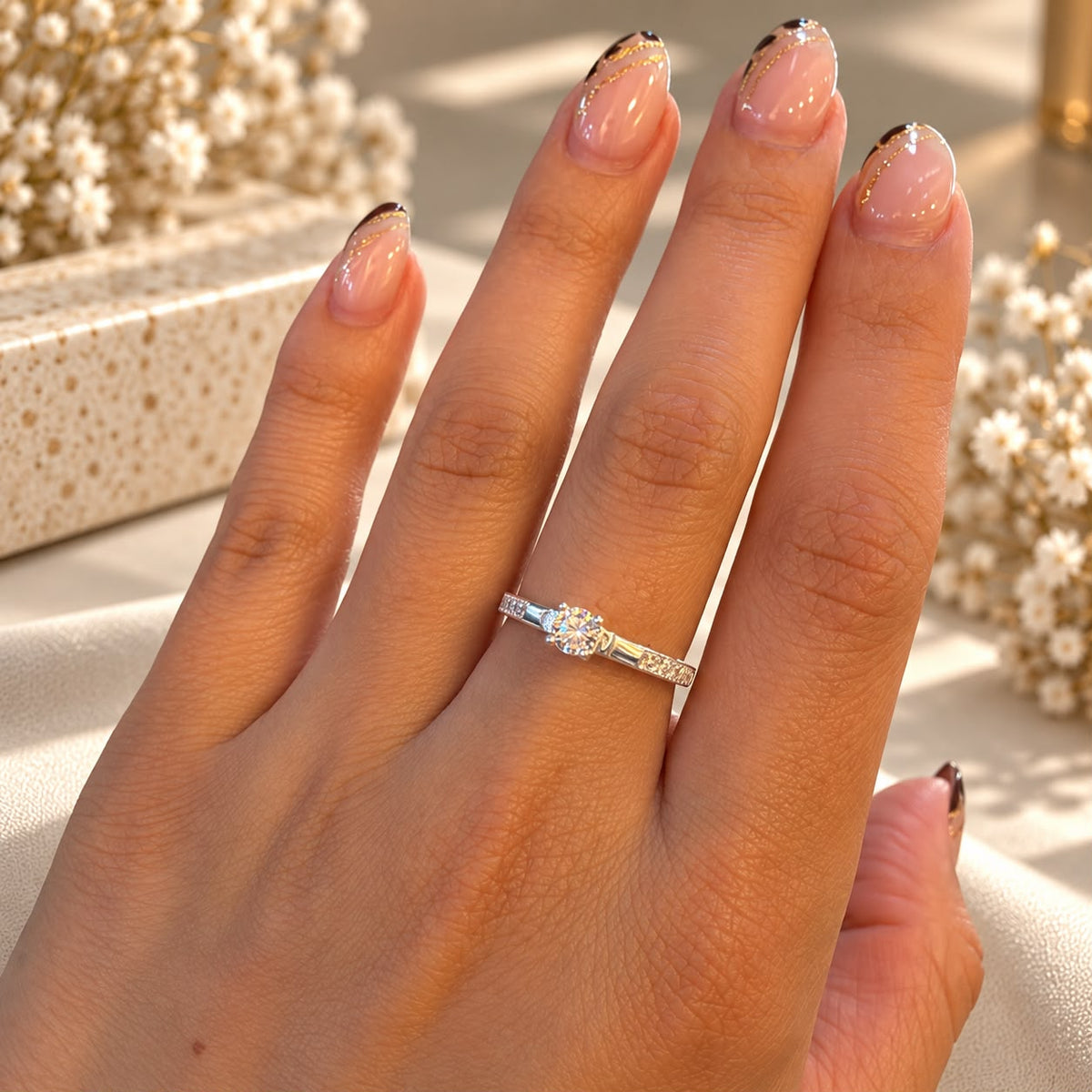 Anillo Solitario Luz · Plata 925